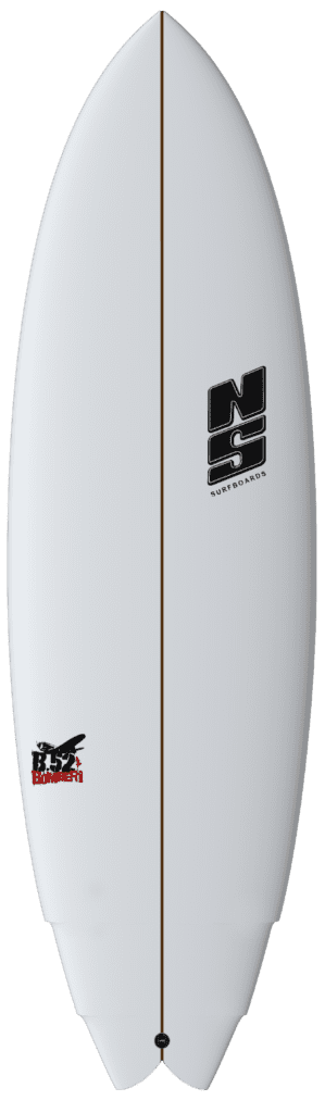 nigel semmens b52 surfboard in white and black logo