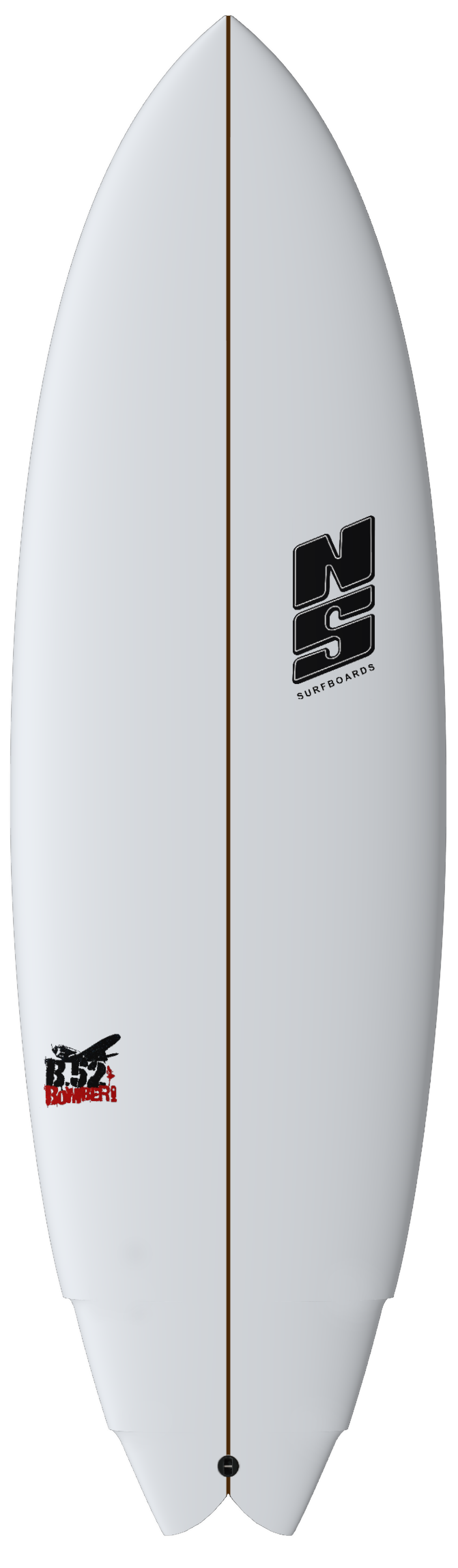 nigel semmens b52 surfboard in white and black logo