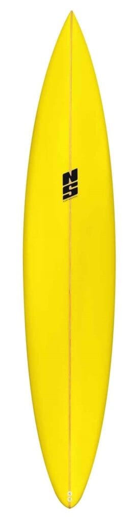 yellow big wave gun surfboard