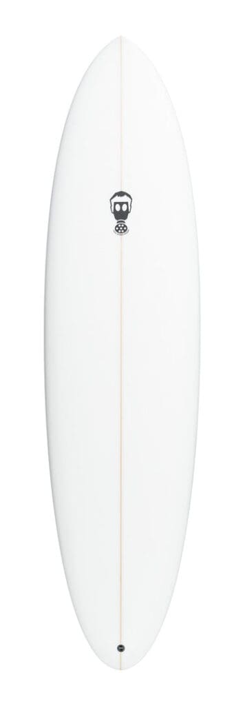 one bad egg surfboard in white by mark Phipps