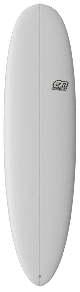 ocean magic mid length surfboard in white