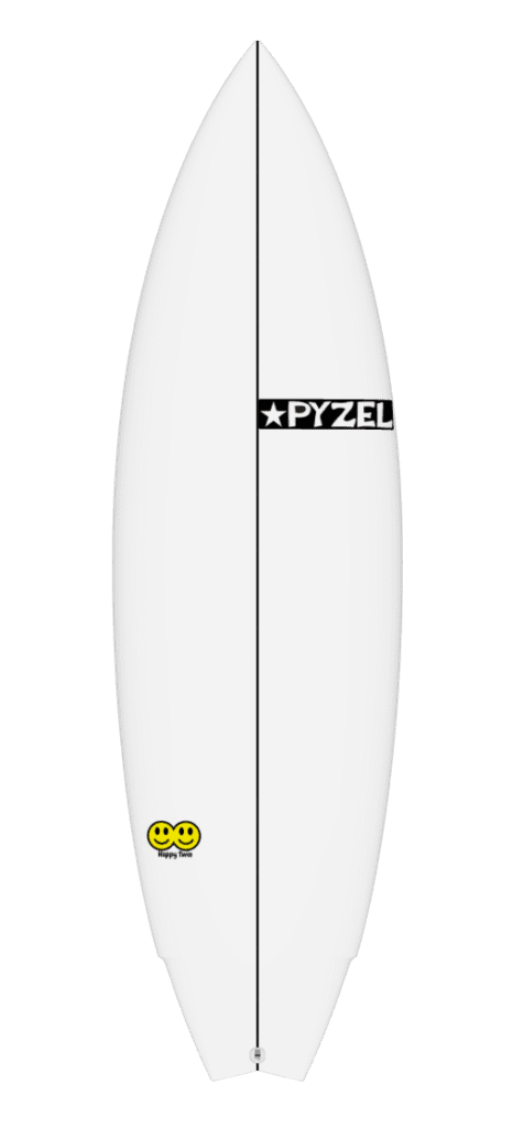 pyzel happy twin surfboard in white