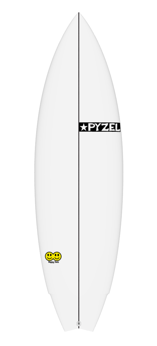 pyzel happy twin surfboard in white