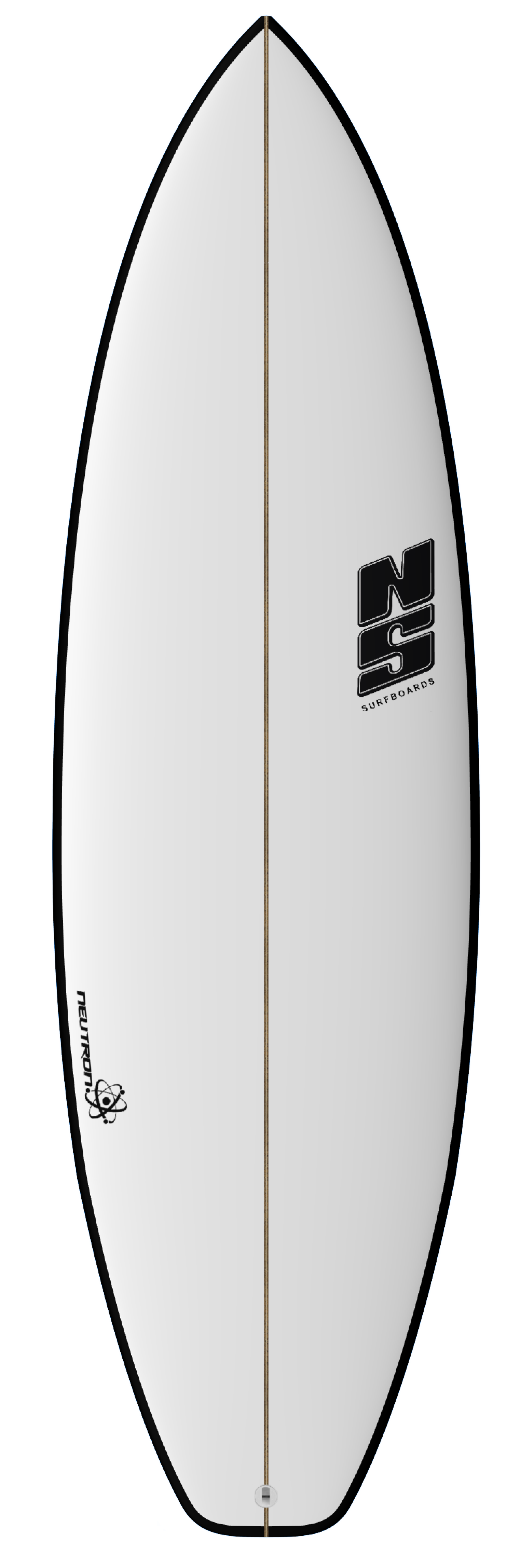 nigel semmens neutron surfboard in white with black rails