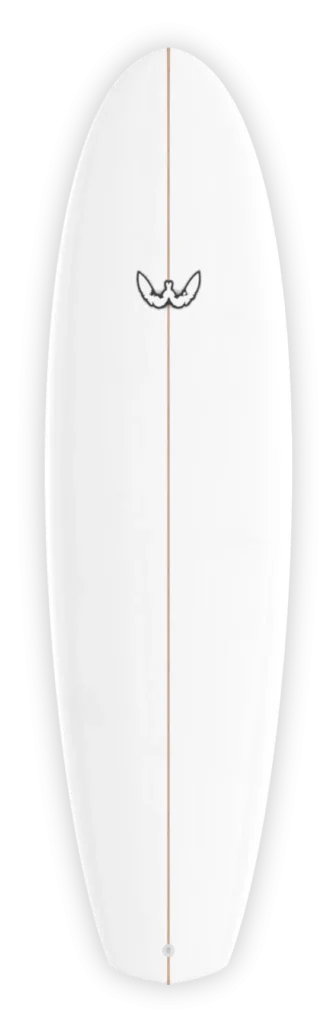 webber diamond beginner surfboard in all white with logo in the middle