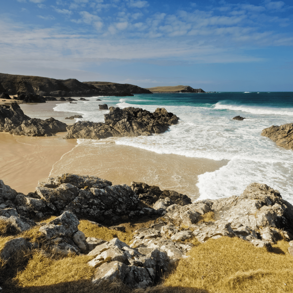 view of Pease bay Scotland on a sunny day